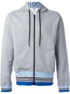 Msgm Zipped Hooded Sweatshirt, Men's, Size: Xl, Grey, Cotton