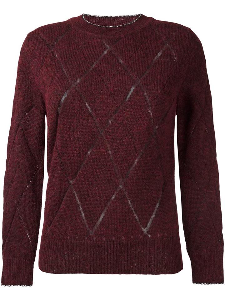 Isabel Marant Argyle Style Knit Jumper, Women's, Size: 38, Red, Acrylic/polyamide/polyester/alpaca