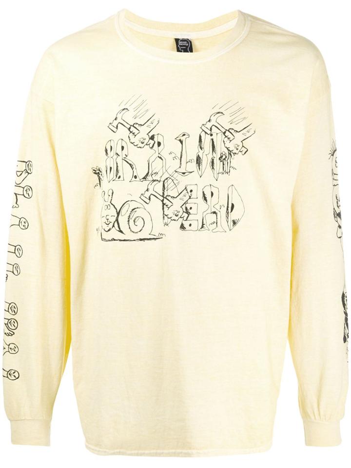Brain Dead Logo Print Long Sleeve Top - Yellow