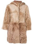 Drome Hooded Mid-length Coat, Women's, Size: Medium, Nude/neutrals, Sheep Skin/shearling/lamb Skin