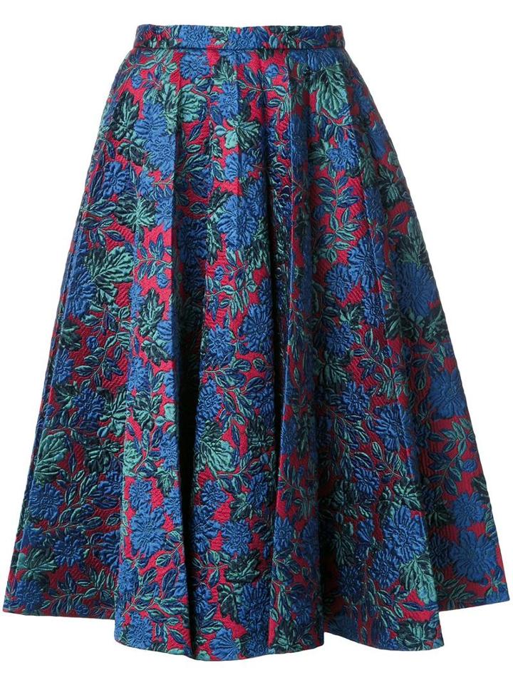 Rossella Jardini Jacquard Pleated Skirt, Women's, Size: 42, Blue, Silk/nylon/polyester/acetate