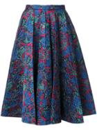 Rossella Jardini Jacquard Pleated Skirt, Women's, Size: 42, Blue, Silk/nylon/polyester/acetate