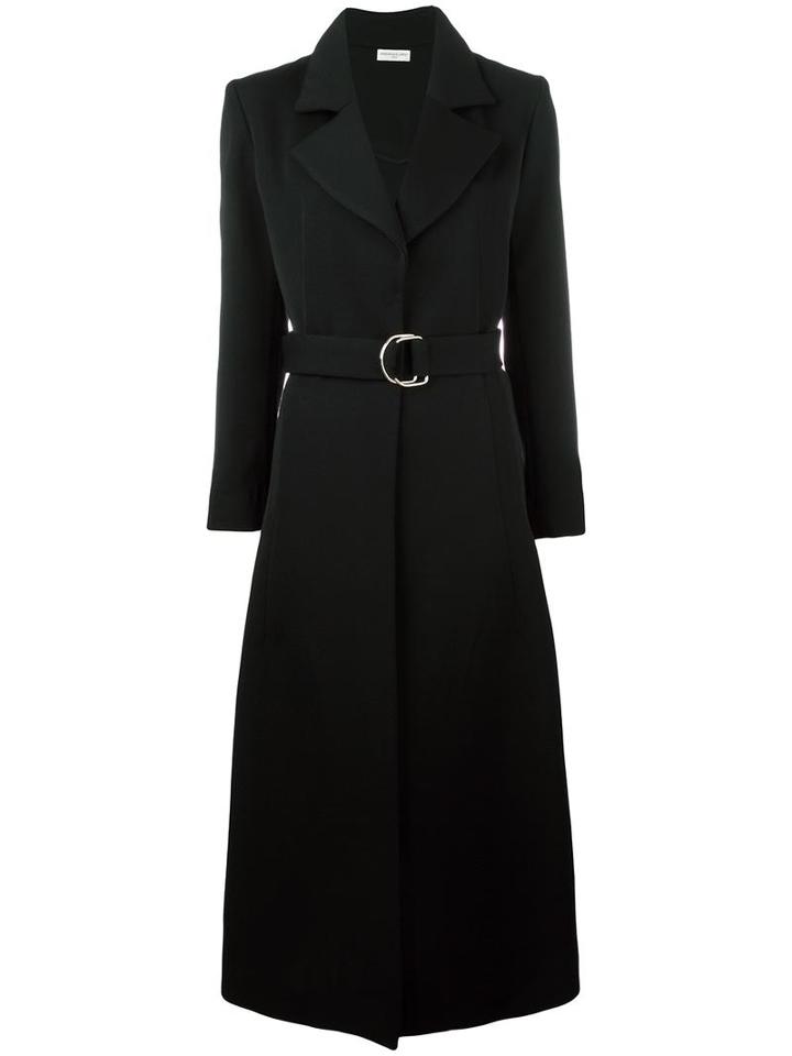 Veronique Leroy Belted Coat, Women's, Size: 38, Black, Cotton/virgin Wool