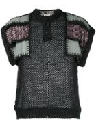 Kansai Yamamoto Vintage Knit Patches Top - Black