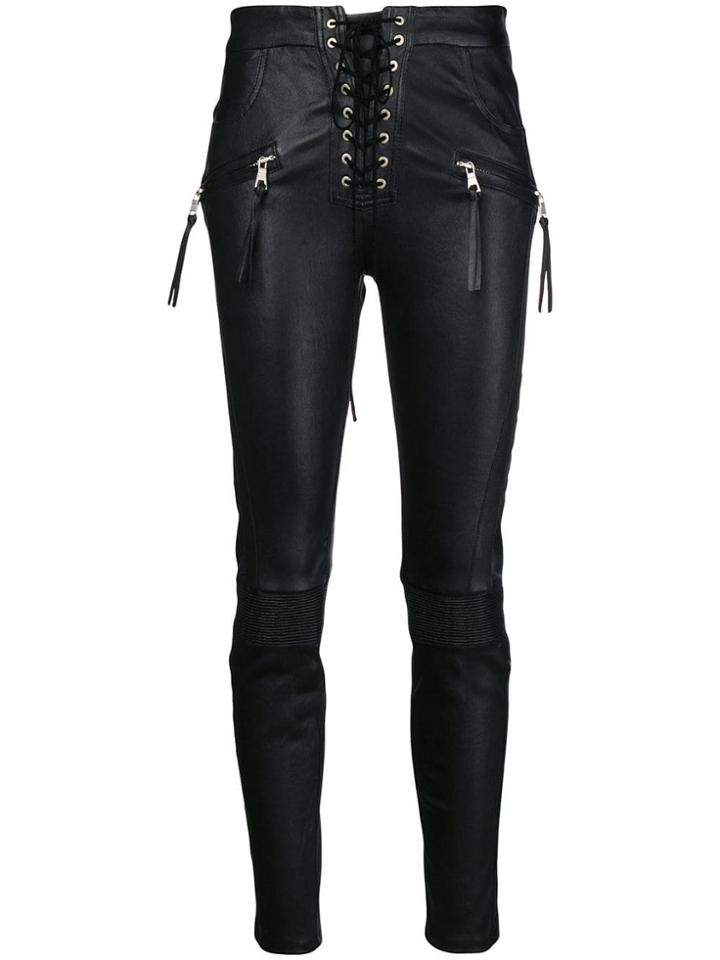 Unravel Project Lace-up Biker Jeans - Black