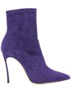 Casadei Stitching Detail Boots - Purple