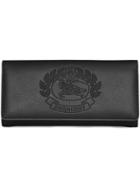 Burberry Embossed Crest Two-tone Leather Continental Wallet - Black