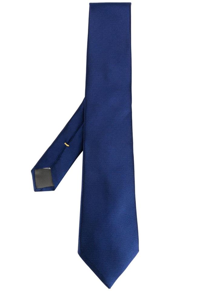 Canali Ribbed Design Tie - Blue