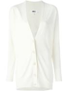 Mm6 Maison Margiela Long V-neck Cardigan, Women's, Size: Large, White, Viscose/wool