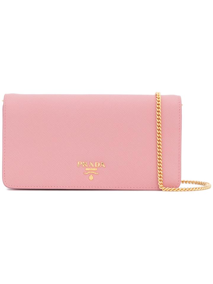 Prada Saffiano Chain Shoulder Bag - Pink & Purple