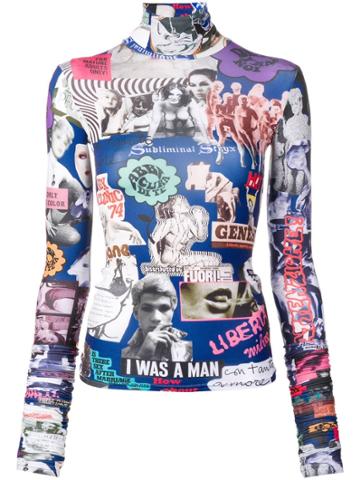 Marco Rambaldi Printed Polo Neck Top - Pink & Purple