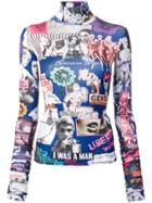 Marco Rambaldi Printed Polo Neck Top - Pink & Purple