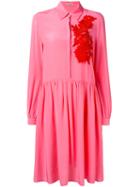 P.a.r.o.s.h. - Floral Patch Shirt Dress - Women - Silk/cotton/polyester - M, Pink/purple, Silk/cotton/polyester