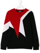 Neil Barrett Kids Teen Star Intarsia Jumper - Black