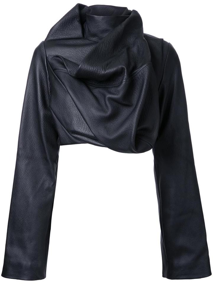 Rick Owens Cropped Biker Jacket, Women's, Size: 44, Black, Cotton/leather