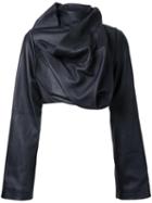 Rick Owens Cropped Biker Jacket, Women's, Size: 44, Black, Cotton/leather