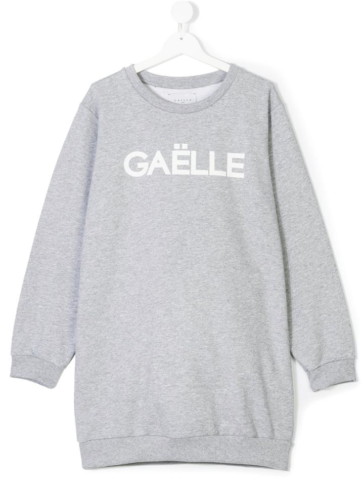 Gaelle Paris Kids Oversized Logo Print Sweatshirt - Grey