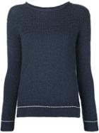 Loro Piana Contrast Stitch Marled Sweater - Blue
