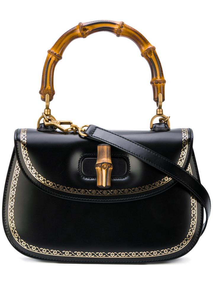 Gucci Bamboo Frame Print Top Handle Bag - Black