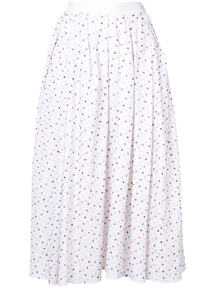 Adam Lippes Embroidered Midi Skirt - White