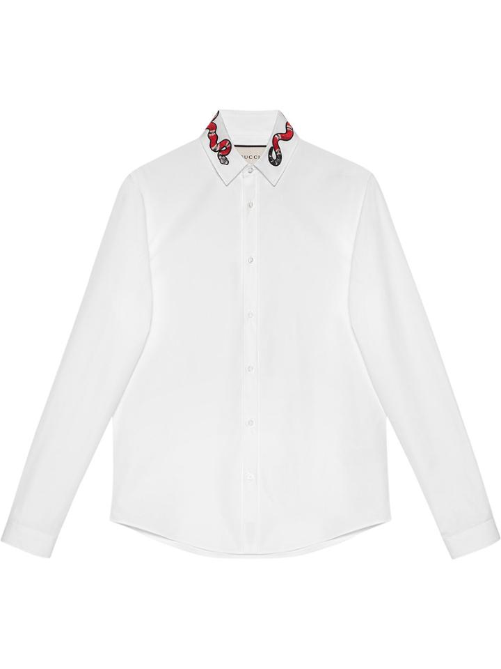 Gucci Cotton Duke Shirt With Snake - White