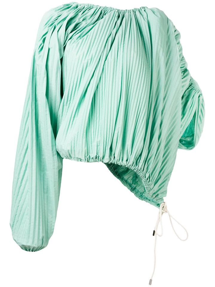 Marni - Crinkle Pleat Asymmetric Blouse - Women - Cotton - 40, Green, Cotton