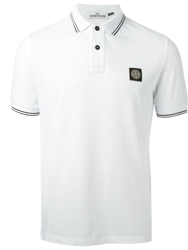 Stone Island Polo Shirt, Men's, Size: Large, White, Cotton/spandex/elastane