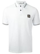 Stone Island Polo Shirt, Men's, Size: Large, White, Cotton/spandex/elastane
