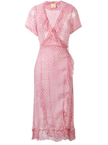 Cloe Cassandro Sheer Printed Wrap Dress, Women's, Pink/purple, Silk