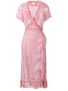 Cloe Cassandro Sheer Printed Wrap Dress, Women's, Pink/purple, Silk