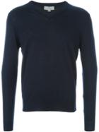 Canali V-neck Sweater, Men's, Size: 50, Blue, Merino