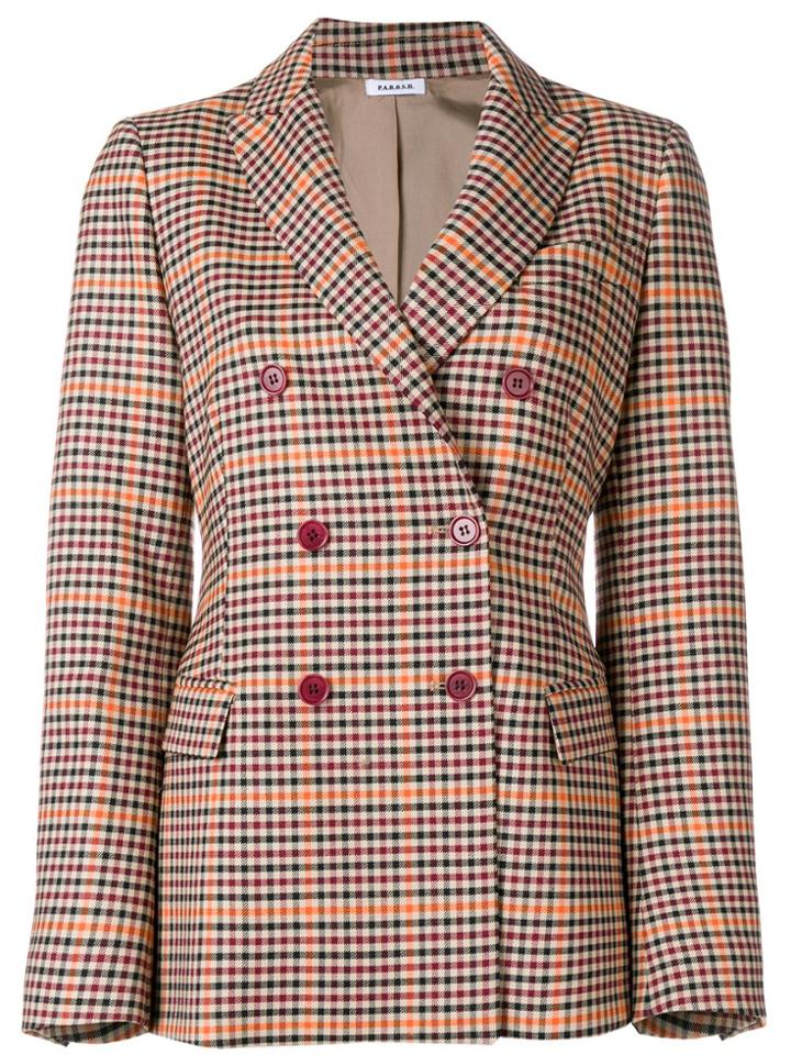 P.a.r.o.s.h. Checked Double Breasted Blazer - Nude & Neutrals