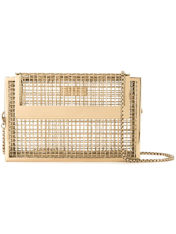 The Cartel - Signature Cage Shoulder Bag - Women - Aluminium - One Size, Grey, Aluminium