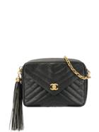 Chanel Vintage Tassel-detail Quilted Shoulder Bag - Black
