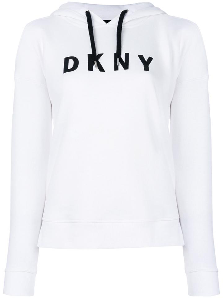 Dkny Cold Shoulder Logo Hoodie - White