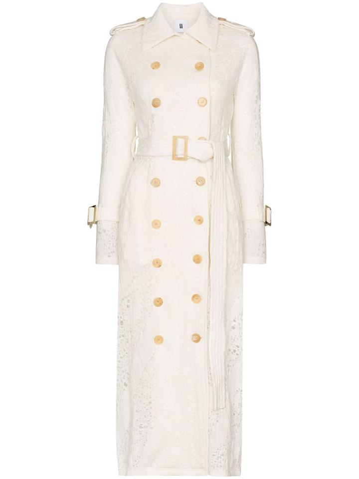 Asai Asai Clrd Ls Coa Trnch Lce W Tiw Wst - White