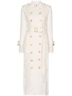 Asai Asai Clrd Ls Coa Trnch Lce W Tiw Wst - White