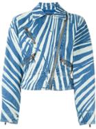 Roberto Cavalli 'zebra Perfecto' Jacket, Women's, Size: 40, Blue, Cotton