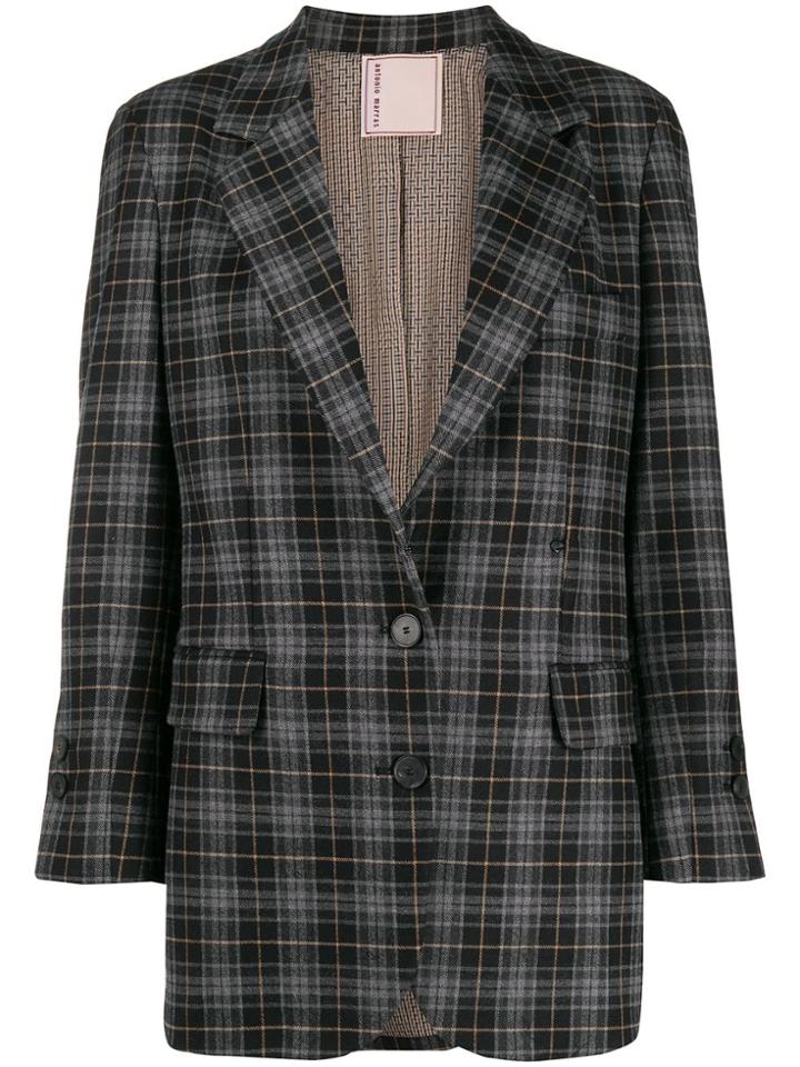 Antonio Marras Check-print Fitted Blazer - Grey