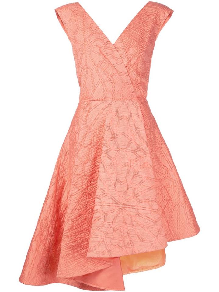 Christian Siriano Eyelet Asymmetric Hem Dress, Women's, Size: 0, Yellow/orange, Polyester