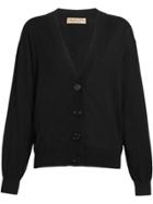 Burberry Vintage Check Detail Merino Wool Cardigan - Black