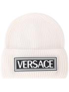 Versace Logo Patch Beanie - White