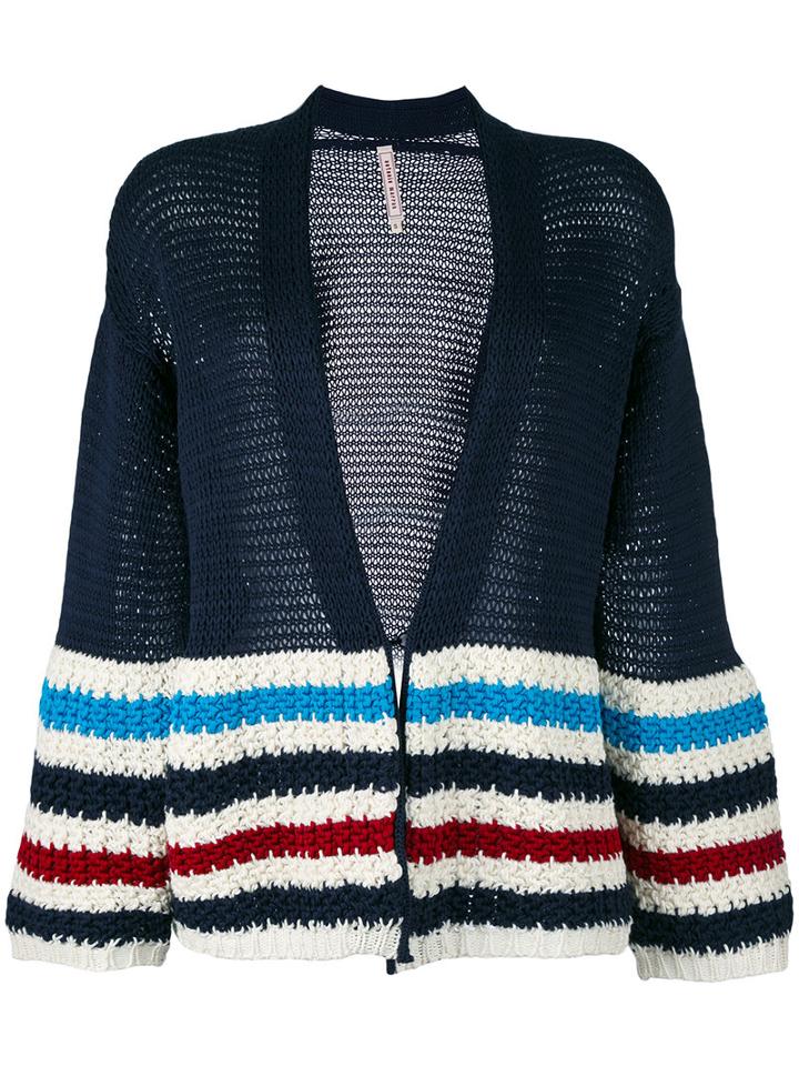 Antonio Marras - Striped Cardigan - Women - Cotton/spandex/elastane - L, Blue, Cotton/spandex/elastane