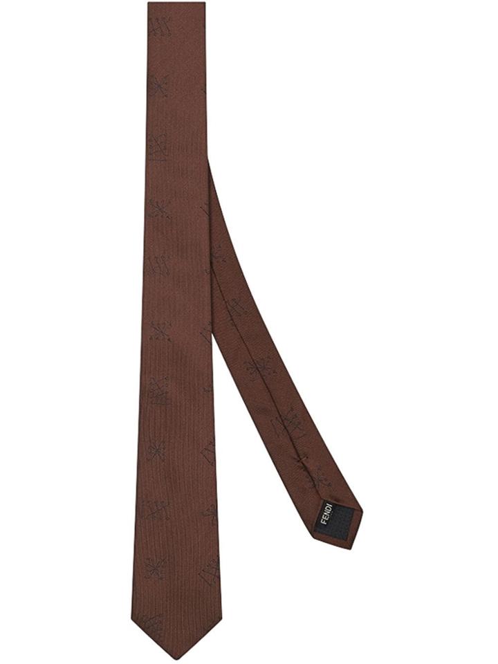 Fendi Letter Print Tie - Brown