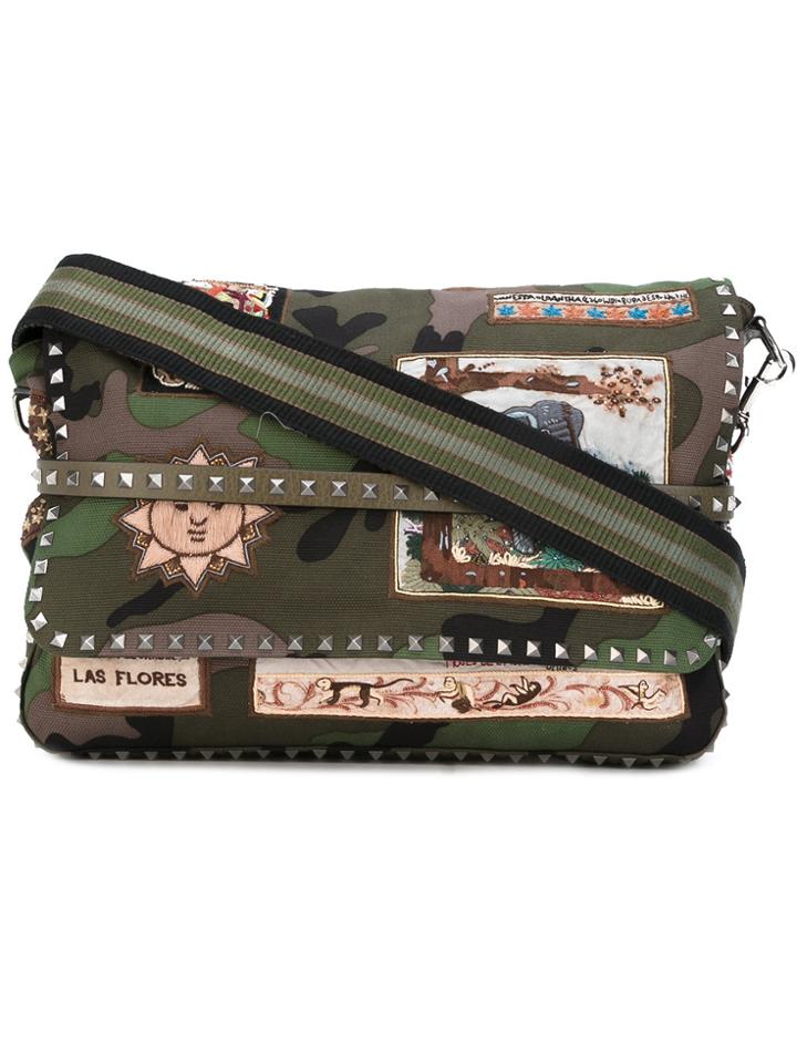 Valentino Valentino Garavani Appliquéd Messenger Bag - Green