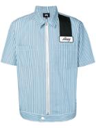 Stussy Stripe Zipped Shirt - Blue