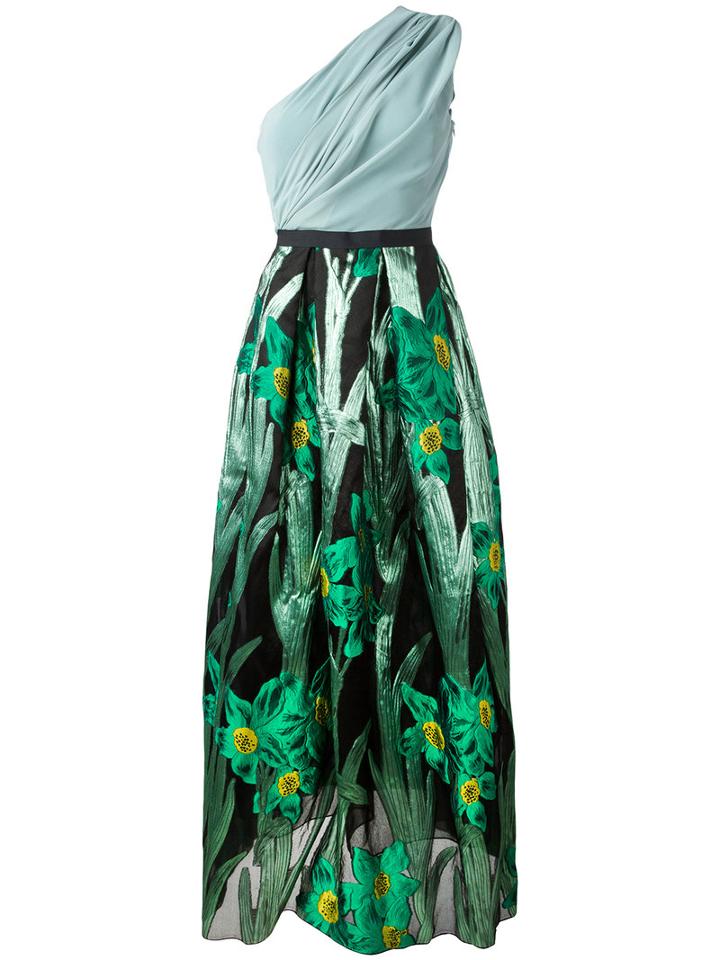 Christian Pellizzari - Floral Jacquard Gown - Women - Silk/polyamide/polyester/polyimide - 44, Green, Silk/polyamide/polyester/polyimide
