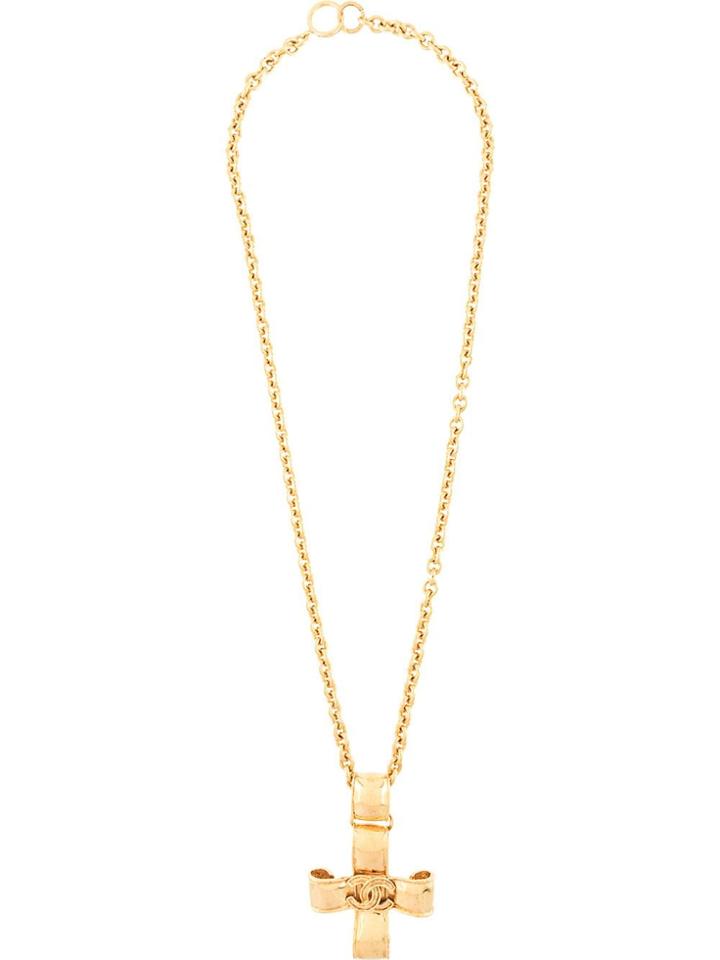 Chanel Pre-owned Cross Pendant Necklace - Gold