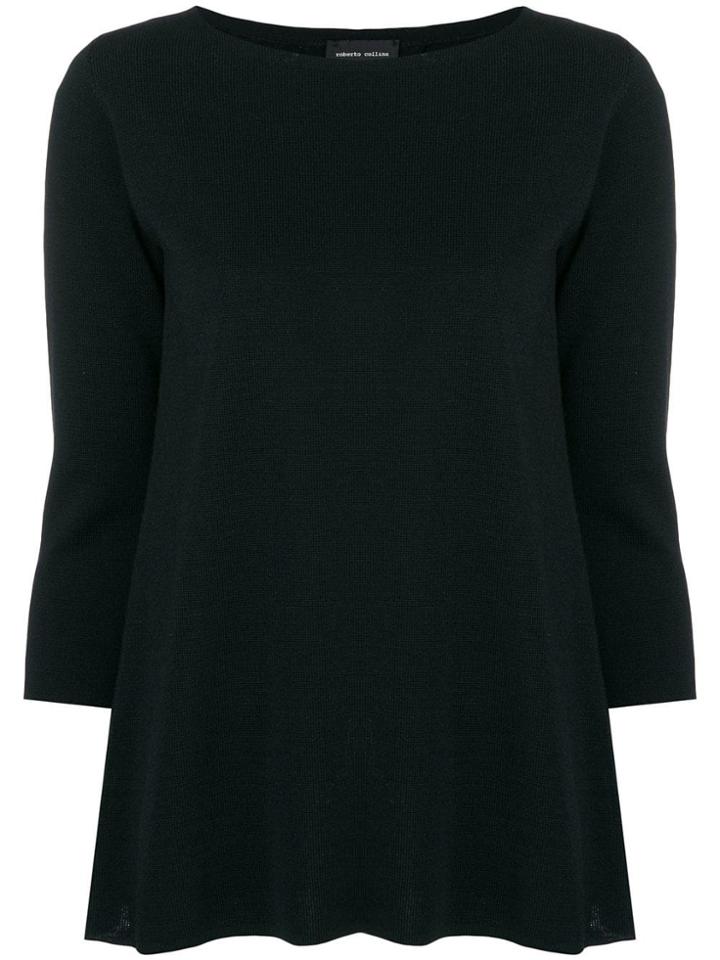 Roberto Collina 3/4 Sleeve Sweater - Black