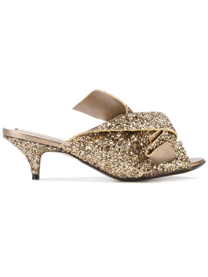 No21 Glittery Kitten Heeled Sandals - Metallic